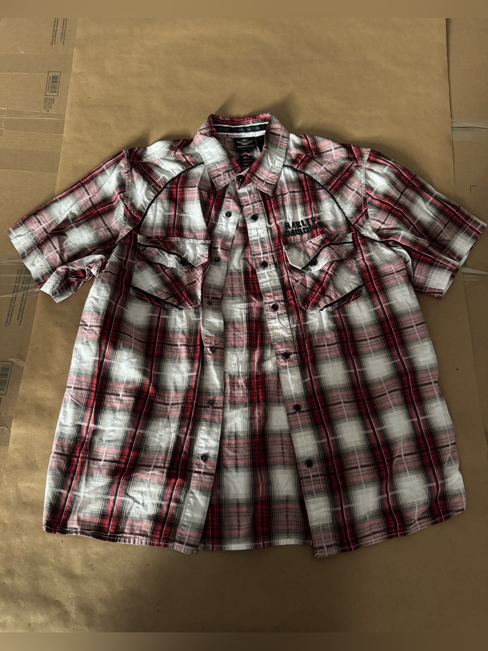 Harley Davidson Cotton Plaid Snap Button Shirt Men’s Large Y2K Preppy